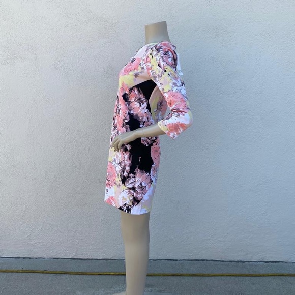 Bar III Casual Dress - Bodycon: Pink Floral Dress - Picture 5 of 8